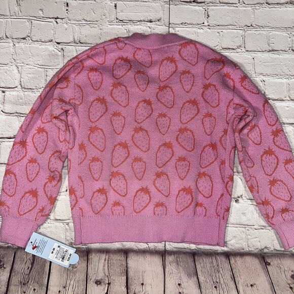 Cat & Jack Girls Strawberry Button Up Sweater Size Medium (8) - Picture 3 of 7